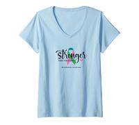 Femme La Sensibilisation au Cancer du Sein métastatique est Plus Forte Que la tempête T-Shirt avec Col en V