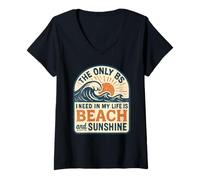 Femme La Seule Chose Dont J'Ai Besoin dans ma Vie, C'est la Plage et Le Soleil, C'est drôle T-Shirt avec Col en V