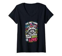 Femme La Seule Chose Plus puissante Que la Haine est l'amour T-Shirt avec Col en V