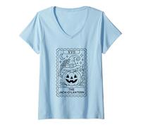 Femme La sorcière d'halloween du Tarot Jack O'Lantern T-Shirt avec Col en V