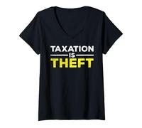 Femme La Taxation est Un vol Sarcastique Dire Ironique Meme Saison fiscale T-Shirt avec Col en V