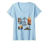 Femme La Terre entière est Pleine de Gloire de Dieu - Ésaïe 6:1-3 T-Shirt avec Col en V