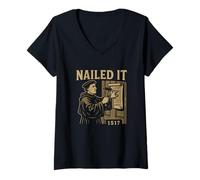 Femme La théologie réformée a réussi, 1517 Martin Luther Design T-Shirt avec Col en V