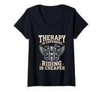 Femme La thérapie coûte Cher, C'est Moins Cher Motard T-Shirt avec Col en V