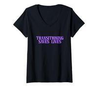 Femme La transition sauve des vies T-Shirt avec Col en V