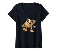 Femme La Vacca Saturno Meme, Vache Italienne drôle, Saturn Saturnita T-Shirt avec Col en V