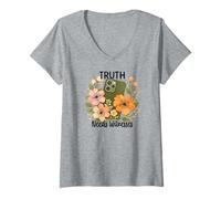 Femme La vérité a Besoin de témoins Manifestation Florale responsabilité Ice T-Shirt avec Col en V