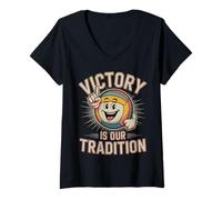 Femme La Victoire est Notre Tradition Joueur de Volley-Ball Style T-Shirt avec Col en V