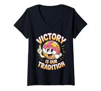 Femme La Victoire est Notre Tradition Passionné de compétition de T-Shirt avec Col en V