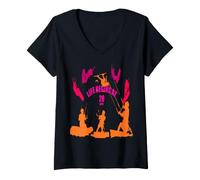 Femme La Vie Commence à 20 nœuds Silhouettes Rose, Rouge, Orange T-Shirt avec Col en V