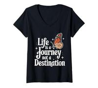 Femme La Vie de Papillon est Un Voyage, Pas Une Destination T-Shirt avec Col en V