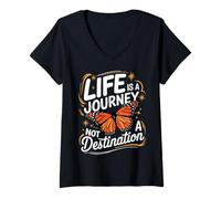 Femme La Vie de Papillon est Un Voyage, Pas Une Destination T-Shirt avec Col en V