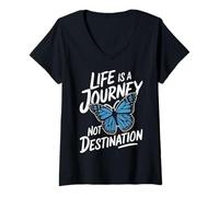 Femme La Vie de Papillon est Un Voyage, Pas Une Destination T-Shirt avec Col en V