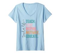 Femme La Vie d'enseignant, l'enseignement, l'amour, l'inspiration, l'appréciation des Enseignants T-Shirt avec Col en V
