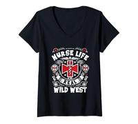 Femme La Vie d'infirmière est Le véritable Dicton Infirmier du Far West T-Shirt avec Col en V
