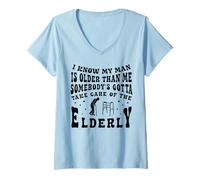 Femme La Vie d'un Homme est Une Histoire d'amour et d'amitié. T-Shirt avec Col en V