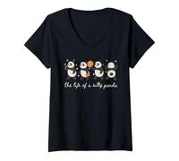 Femme La Vie d'un Panda Idiot drôle d'halloween Memme T-Shirt avec Col en V