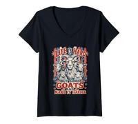 Femme La Vie est Dure Achetez des chèvres et Rendez Les Choses Plus Difficiles Un propriétaire de chèvres Amusant T-Shirt avec Col en V