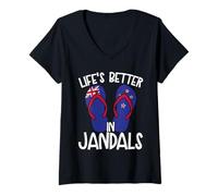 Femme La Vie est Meilleure à Jandals New Zealand Summer Beach T-Shirt avec Col en V
