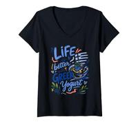 Femme La Vie est Meilleure avec du Yaourt Grec T-Shirt avec Col en V