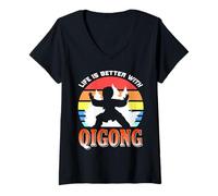 Femme La Vie Est Meilleure avec Le Qigong Zen T-Shirt avec Col en V