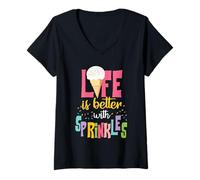 Femme La vie est meilleure avec les cornets de glace Sprinkles pour enfants T-Shirt avec Col en V