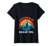 Femme La Vie est Meilleure Lorsque Vous Faites de la randonnée sur Le Sentier Kalalau T-Shirt avec Col en V