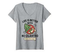 Femme La Vie est Meilleure sans coriandre T-Shirt avec Col en V