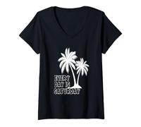 Femme La Vie est Vraiment Belle, Tous Les Jours C'est Le Samedi, l'été, la Plage T-Shirt avec Col en V