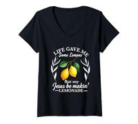 Femme La Vie m'a donné des Citrons, mais Mon Jésus a Fait de la Limonade T-Shirt avec Col en V