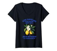 Femme La Vie m'a donné des Citrons, mais Mon Jésus a Fait de la Limonade T-Shirt avec Col en V
