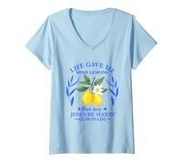 Femme La Vie m'a donné des Citrons, mais Mon Jésus a Fait de la Limonade T-Shirt avec Col en V