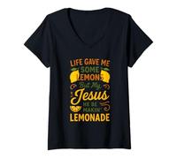 Femme La Vie m'a donné des Citrons, mais Mon Jésus a Fait de la Limonade T-Shirt avec Col en V