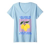 Femme La Vie m'a donné des Citrons, mais Mon Jésus a Fait de la Limonade T-Shirt avec Col en V