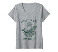 Femme La Vie Marine Vintage de la Petite Baleine à Papa T-Shirt avec Col en V