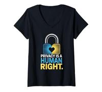 Femme La Vie privée est Une Protection des données du Cadenas pour Droits Humains T-Shirt avec Col en V