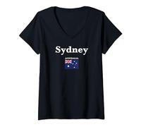 Femme La ville de Sydney et le drapeau de l'Australie T-Shirt avec Col en V