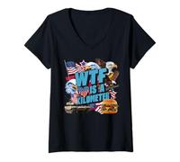 Femme La WTF est un kilomètre drôle de liberté patriotique américaine T-Shirt avec Col en V