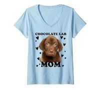 Femme Labo de Chocolat Maman fête des mères Mom Mummy Mama Mum T-Shirt avec Col en V
