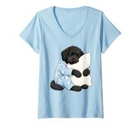 Femme Labradoodle Noir endormi dans Un Joli Pyjama pour Chien T-Shirt avec Col en V