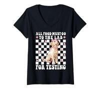 Femme Labrador Dog Girl All Food Must Go to The Lab for Test T-Shirt avec Col en V
