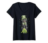 Femme Labrador Dog Leprechaun Trèfle Jour de la Saint-Patrick Pattys Day T-Shirt avec Col en V