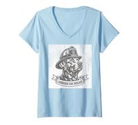 Femme Labrador Fire Brigade Dog Firefighter Vintage Style T-Shirt avec Col en V