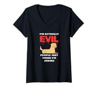 Femme Labrador I'm Actually Evil People Just Think I'm Joking T-Shirt avec Col en V