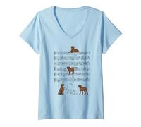 Femme Labrador Marron drôle Musique Chocolat Labrador T-Shirt avec Col en V