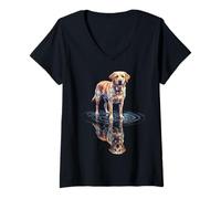 Femme Labrador Retriever T-Shirt avec Col en V