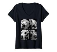 Femme Labrador Retrievers Hypnotic Eyes Weirdcore Halloween T-Shirt avec Col en V