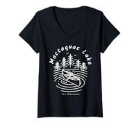 Femme Lac Mactaquac Nouveau-Brunswick Canada T-Shirt avec Col en V