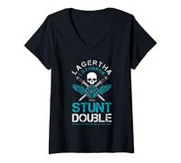 Femme Lagertha Lothbrok Cascadeur Doublé T-Shirt avec Col en V