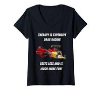 Femme L'aide Professionnelle coûte Moins Cher Que Les Courses de dragsters T-Shirt avec Col en V